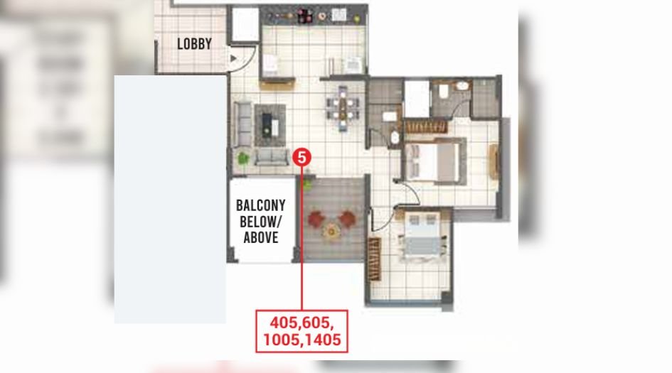 New-Skylight-Floor-Plan-2 BHK-749 Sqft